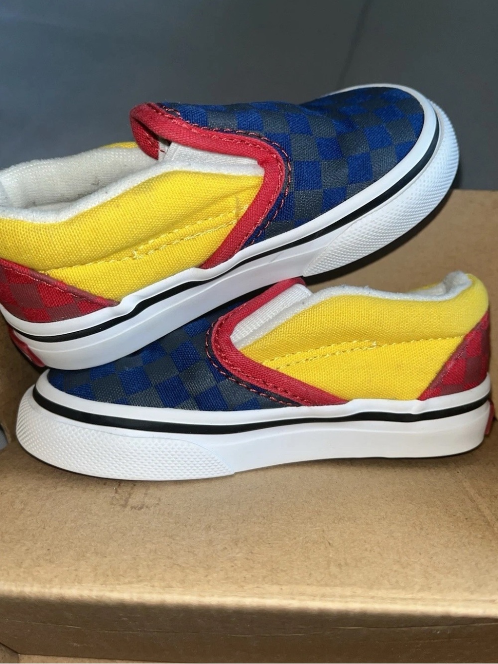 Vans Unisex Classic OTW Rally Navy/Yellow/Red Slip On Shoes Toddler Size 5